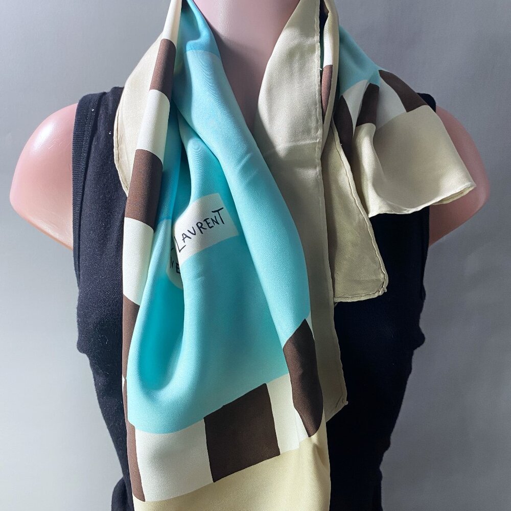 Vintage Yves Saint Laurent Abstract Silk Scarf